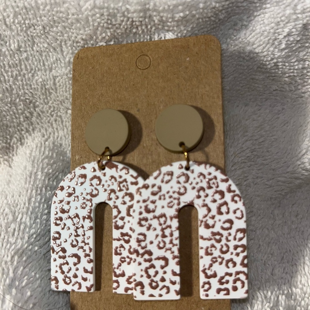 Leopard Print Arch Earrings